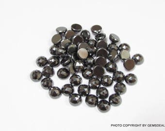 25 Cabochões AAA de Hematita com Lapidação Rosa: Pedras Preciosas Redondas de 4 mm