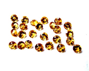 10 Faceted Citrine Gemstones: 3mm AAA Golden Round Cut