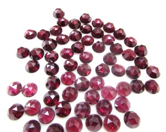 1 pieces 8mm Rhodolite Garnet Rosecut Round Loose Gemstone, Pink RHODOLITE GARNET Rosecut Round Flat Gemstone, Garnet Rosecut Cabochon Flat