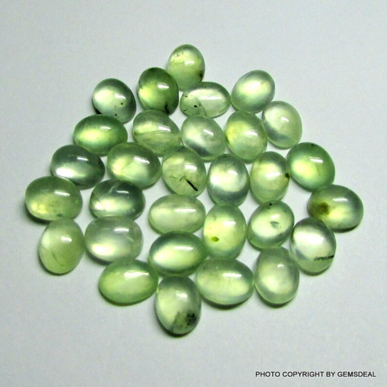 10 pieces 6x8mm Prehnite Cabochon Oval Gemstone, Prehnite Oval Cabochon Loose Gemstone, Prehnite Cabochon Oval Loose Gemstone
