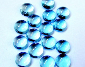 10 AAA cabochons met blauwe topaas: ronde edelstenen van 4 mm