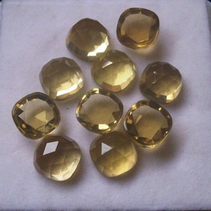 10mm LEMON QUARTZ Rosecut Cushion Cabochon Loose Gemstone, Lemon Cushion Rosecut Cabochon flat gemstone..... beautiful lemon color