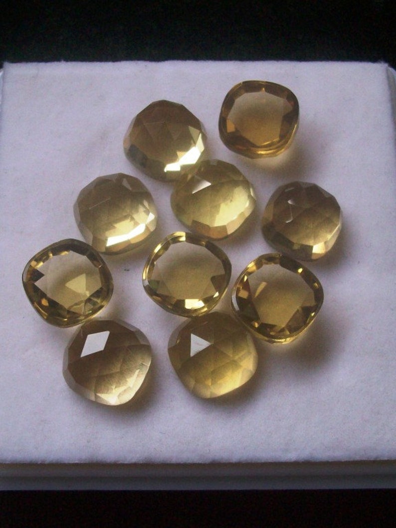 10mm LEMON QUARTZ Rosecut Cushion Cabochon Loose Gemstone, Lemon Cushion Rosecut Cabochon flat gemstone..... beautiful lemon color