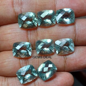 1 piece 10x14mm Green Amethyst Cushion Checker Board Faceted, Mint Green Amethyst Faceted Cushion Checker Gemstone, Amethyst Cushion Faceted