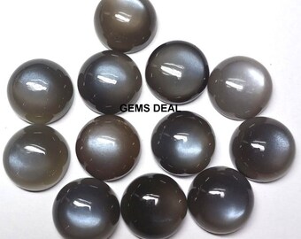 AAA Gray Moonstone Cabochon: 14mm or 15mm Round Loose Gemstone