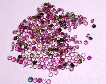 50 gemas redondas facetadas de turmalina multiárea: 1,75 mm