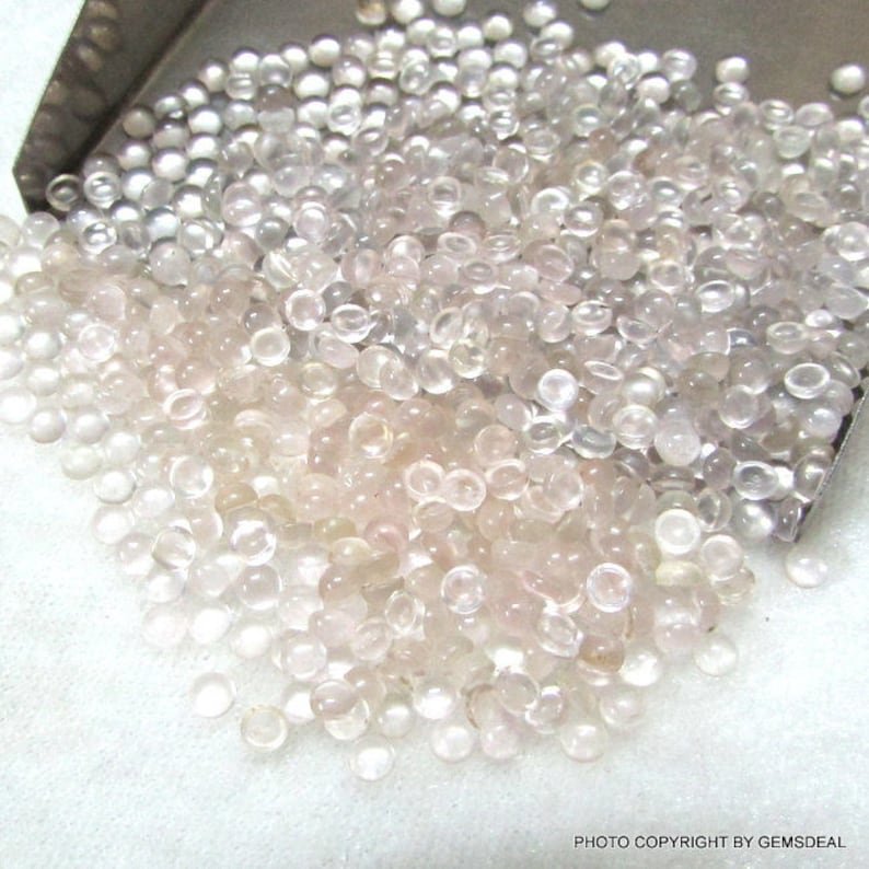 beautiful baby pink color.. Natural ROSE QUARTZ Round Cabochon have lots of gorgeous.... 50 Pieces 3mm Rose Quartz Cabochon Round Gemstone