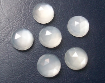 8mm White Moonstone Rosecut Cabochon Gemstone: AAA Quality