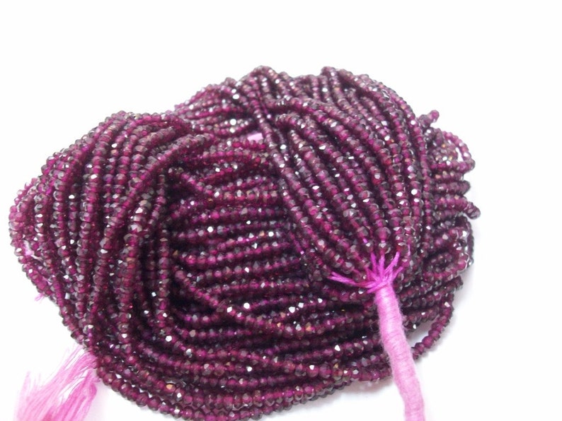 4mm Garnet Rhodolite Faceted Rondelle Beads Strand - Rhodolite Garnet Faceted Rondelle Beads - Pink Garnet faceted rondelle - Garnet Beads