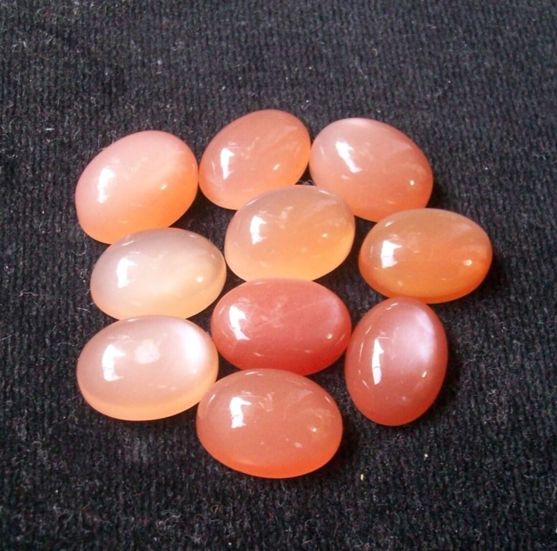 10x14mm Peach Moonstone Cabochon Oval Gemstone Peach Etsy
