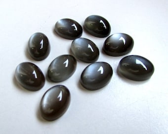 AAA Gray Moonstone Cabochon: Oval Loose Gemstone (10x14mm)