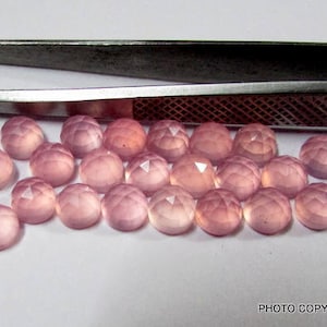 10 piece 4mm Pink chalcedony Rosecut Round Gemstone, Pink chalcedony Round Rosecut Gemstone, Pink chalcedony Rosecut Cabochon Round Gemstone