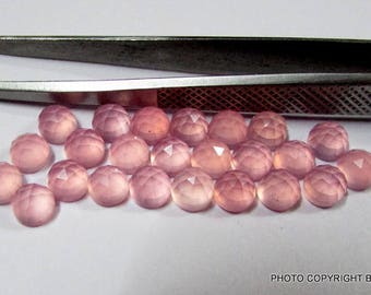Piedras preciosas de calcedonia rosa talla rosa: grado AAA, 4 mm (10 unidades)