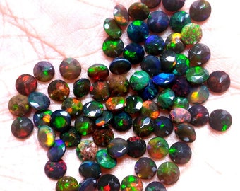 25 pieces 3mm ETHIOPIAN Black OPAL Faceted Round Gemstone, Black Opal AAA have lots of gorgeous, Ethiopian Black Opal Round Faceted Gemstone