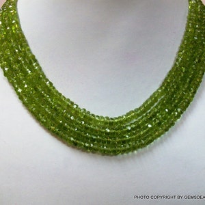 3.5mm Peridot Rondelle Faceted beads micro faceted 13 inch peridot beads rondelle - Peridot Faceted Rondelles -Faceted Peridot