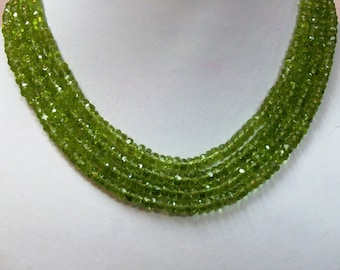 3.5mm Peridot Rondelle Faceted Beads: 13 Inch Strand
