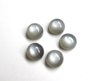 Gray Moonstone Cabochons AAA Grade, 10mm Round Gemstone (5 Pcs)