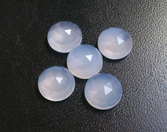 2 pieces 8mm Or 10mm Blue Chalcedony Rosecut Round Loose Gemstone, Natural BLUE CHALCEDONY Round Rose Cut FACETED Gemstone