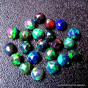 5 pieces 6mm Black Opal Rosecut Cabochon Round Faceted Cabochon Gemstone, Black Opal Round Rosecut Cabochon Gemstone, Black Opal Rose cut