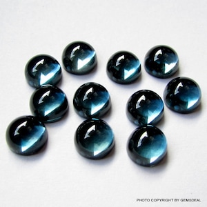 1 pieces 8mm London Blue Topaz Cabochon Round Gemstone, 8mm London Blue Topaz Round Cabochon Gemstone, Blue Topaz Cabochon Round Gemstone