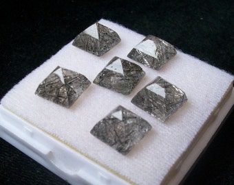 10mm PYRAMID Natural BLACK Rutilated QUARTZ square pyramid faceted step cut flat stone... have lots of gorgeous....