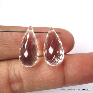 1 pieces 10x20mm CRYSTAL Teardrop faceted (Side Drilled) Gemstone, Clear Quartz Faceted Teardrop Gemstone, Crystal Faceted Teardrop Gemstone
