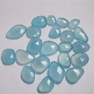 Lote de piedras preciosas de calcedonia azul aguamarina talla rosa (50 cts, 6-8 piezas)