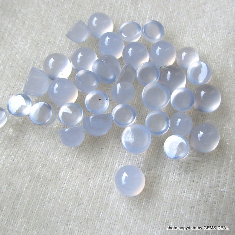 5 pieces each 5 mm- 6 mm Natural Blue Chalcedony Round cabochon Gemstone, have lots of gorgeous beautiful Blue Chalcedony Cabochon Round