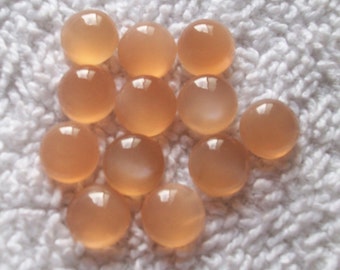 Cabujones de piedra lunar color melocotón: Grado AAA, piedras preciosas redondas de 8 mm (5 piezas)