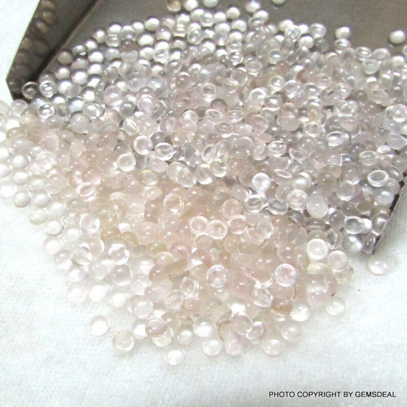 beautiful baby pink color.. Natural ROSE QUARTZ Round Cabochon have lots of gorgeous.... 50 Pieces 3mm Rose Quartz Cabochon Round Gemstone