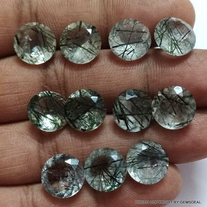 1 piece 10mm Or 12mm Black Rutilated Faceted Round Gemstone, Black Rutile Round faceted Loose Gemstone, Black Rutile Faceted Round Gemstone