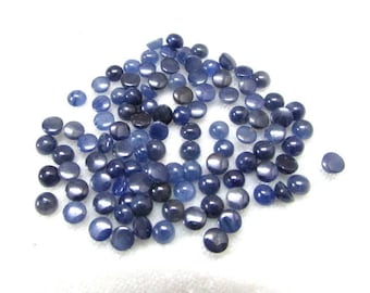 Natural Blue Sapphire Cabochons: AAA Grade, 2.5mm Round (10 Pieces)