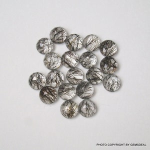 10 pieces 5mm Black Rutilated Rose cut Round Faceted, Black Rutilated Round Rose cut Gemstone, Black Rutile Faceted Round Rosecut Gemstone