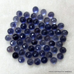 10 pieces 6mm Iolite Rosecut Round Cabochon Faceted Flat, have lots of gorgeous beautiful blue, Iolite Round Rosecut Cabochon Gemstone