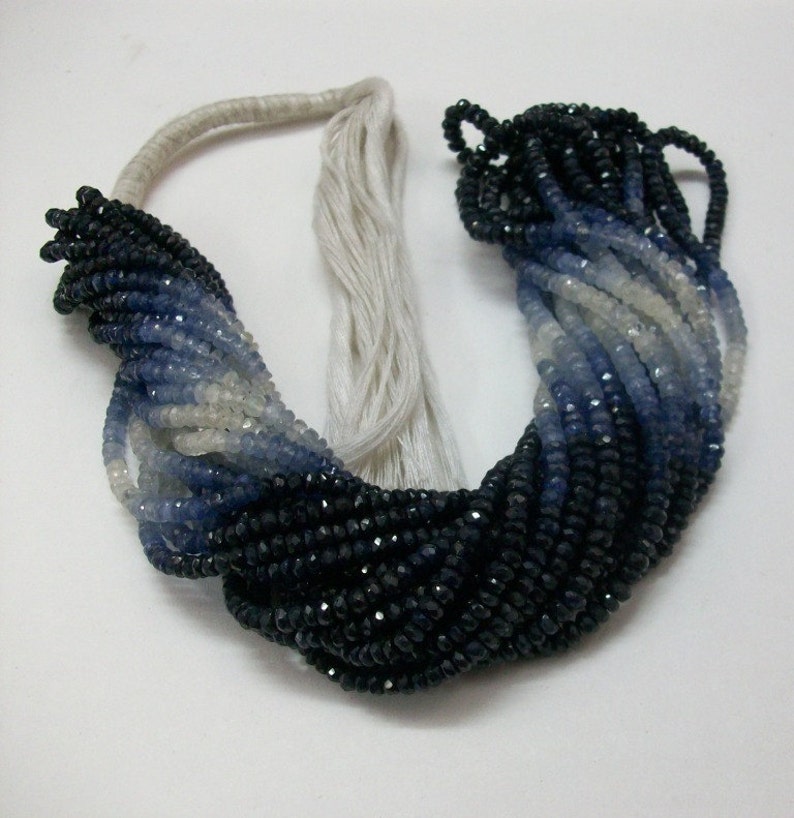 Natural BLUE SAPPHIRE Beads Shaded Rondelle Faceted AAA Quality Faceted Beads 4.5mm Blue Sapphire Rondelle Beads Shaded Faceted Gemstone