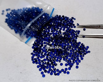 Blue Nano Cubic Zirconia Gemstones: 2mm Faceted Round, 100 Pieces