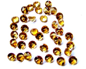 AAA Golden Citrine Gemstone: 4mm Faceted Round Cut, 10 Pieces