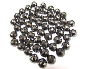 10 Cabochões de Hematita Rosecut: Pedras Preciosas AAA Cinza Redondas de 5 mm