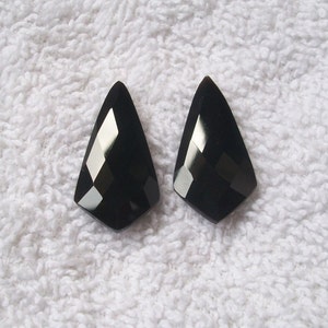 2 pieces 15x30mm Black Onyx Shield Faceted Briolette Gemstone, Black Onyx Briolette Shield Faceted Gemstone, Black Onyx Faceted Shield Gems