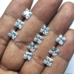 10 pieces 5mm Cubic Zirconia Faceted Square Gemstone, Cubic Zirconia Square Faceted Gemstone, AAA Beautiful Diamond White Square Gemstone
