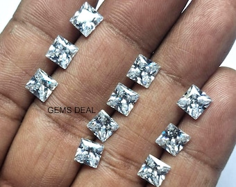 Circonita blanca AAA: piedras preciosas facetadas cuadradas de 5 mm (10 piezas)