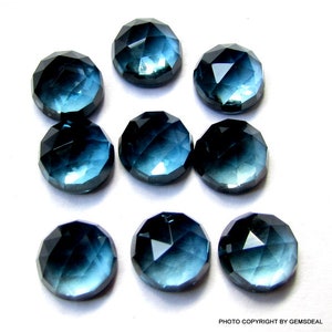 1 pieces 8mm London Blue Topaz RoseCut Cabochon Round Gemstone, London Blue Topaz Rosecut Round Cabochon Gemstone, Cabochon Rosecut Round