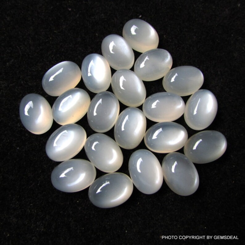1 pieces 11x13mm White Moonstone Cabochon Oval gemstone White Etsy