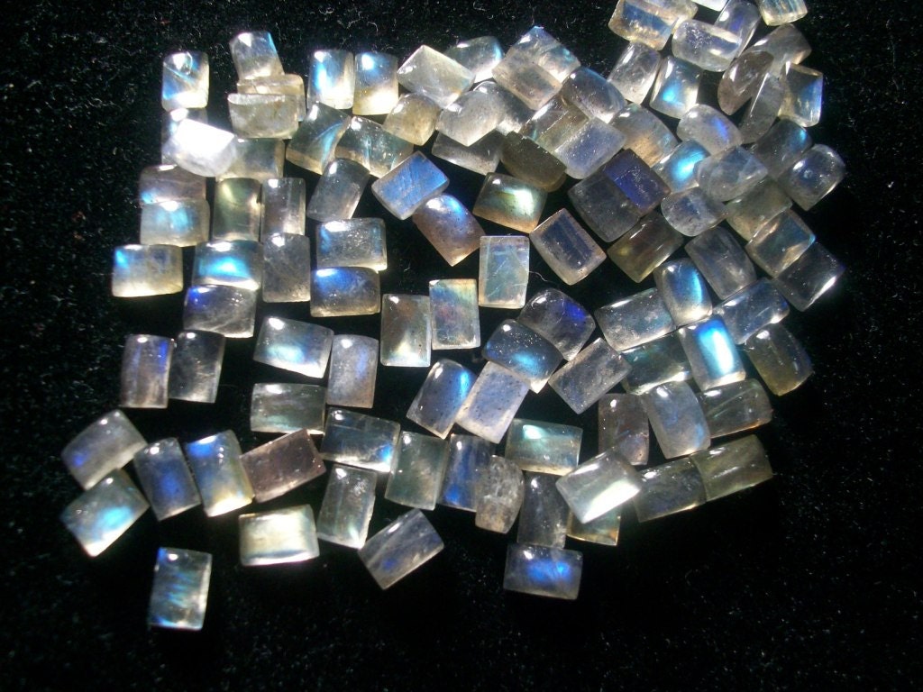 5 pieces 4x6mm Labradorite Cabochon Rectangular AAA Quality Gemstone,  Labradorite Rectangular Cabochon Gemstone, GRAY with Multi Fire Gems