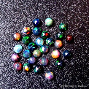 5 pieces 4mm Black OPAL Rosecut Cabochon Round Faceted Gemstone, Black Opal Round Rose cut Cabochon Gemstone, Black Opal Cabochon Rose cut