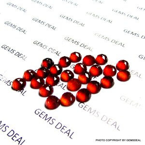 5 pieces 6mm Hessonite Garnet Rosecut Round Cabochon Loose Gemstone, Hessonite Garnet Round Rosecut flat gemstone