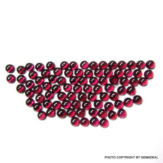 10 AAA Rhodolite Garnet Cabochons: 3mm Round Pink Gemstones