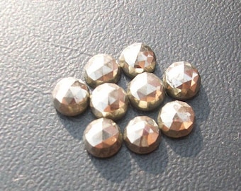 25 gyllene pyrit ädelsten cabochoner: 6 mm rosenslipad