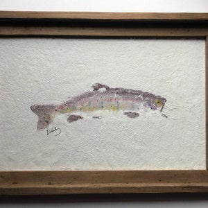 Laughing Trout Gyotaku Fish Rubbing Framed with Glass