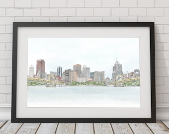 Pittsburgh Skyline | Printable | Wall Art | Digital Download Decor